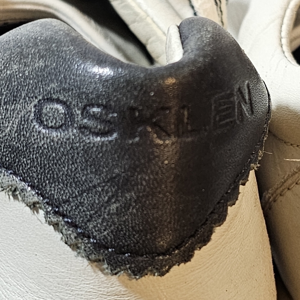 OSKLEN Leather Paneled White Navy Gold Shoes Sneakers Nautical, sz 7 - Picture 2 of 13